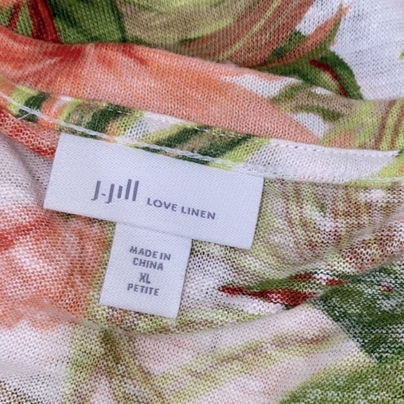 J JILL Love Linen floral tropical print top size XLarge - Picture 5 of 7